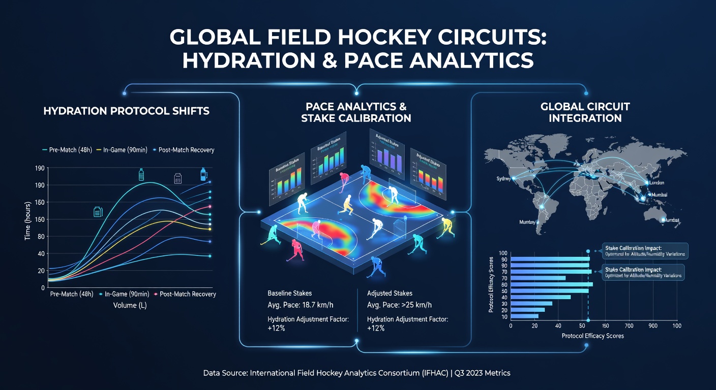Field hockey players monitoring hydration levels during a match with pace tracking devices
