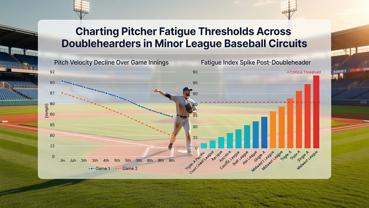 Chart showing velocity decline curves for pitchers across doubleheader games in minor league data