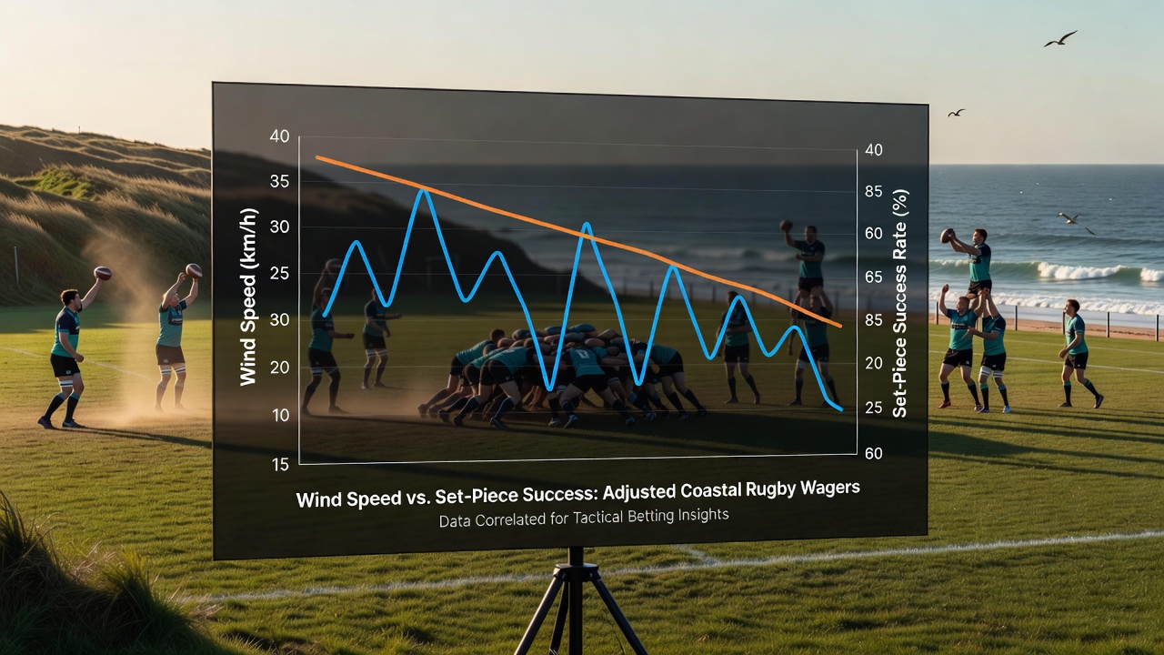 Graphical representation of set-piece success percentages plotted against increasing wind speed categories in coastal stadiums