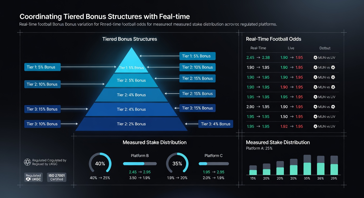 Diagram showing tiered bonus levels aligned with fluctuating football match odds on regulated betting interfaces