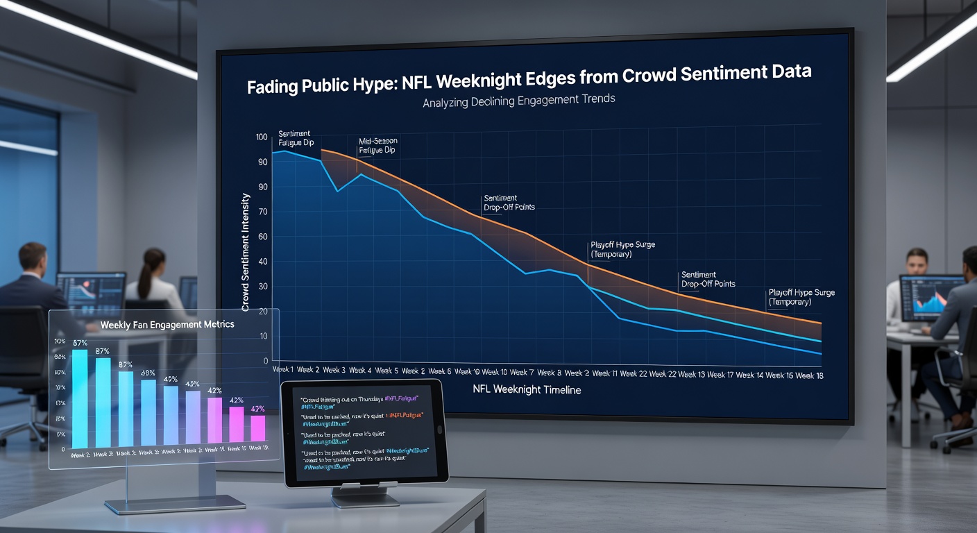 Line chart comparing public sentiment scores to ATS results in NFL Monday night games over three seasons, with fade opportunities marked in green
